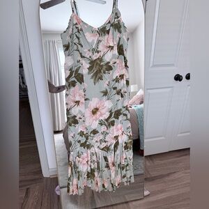 Reformation Floral Maxi Dress - Pink and Green